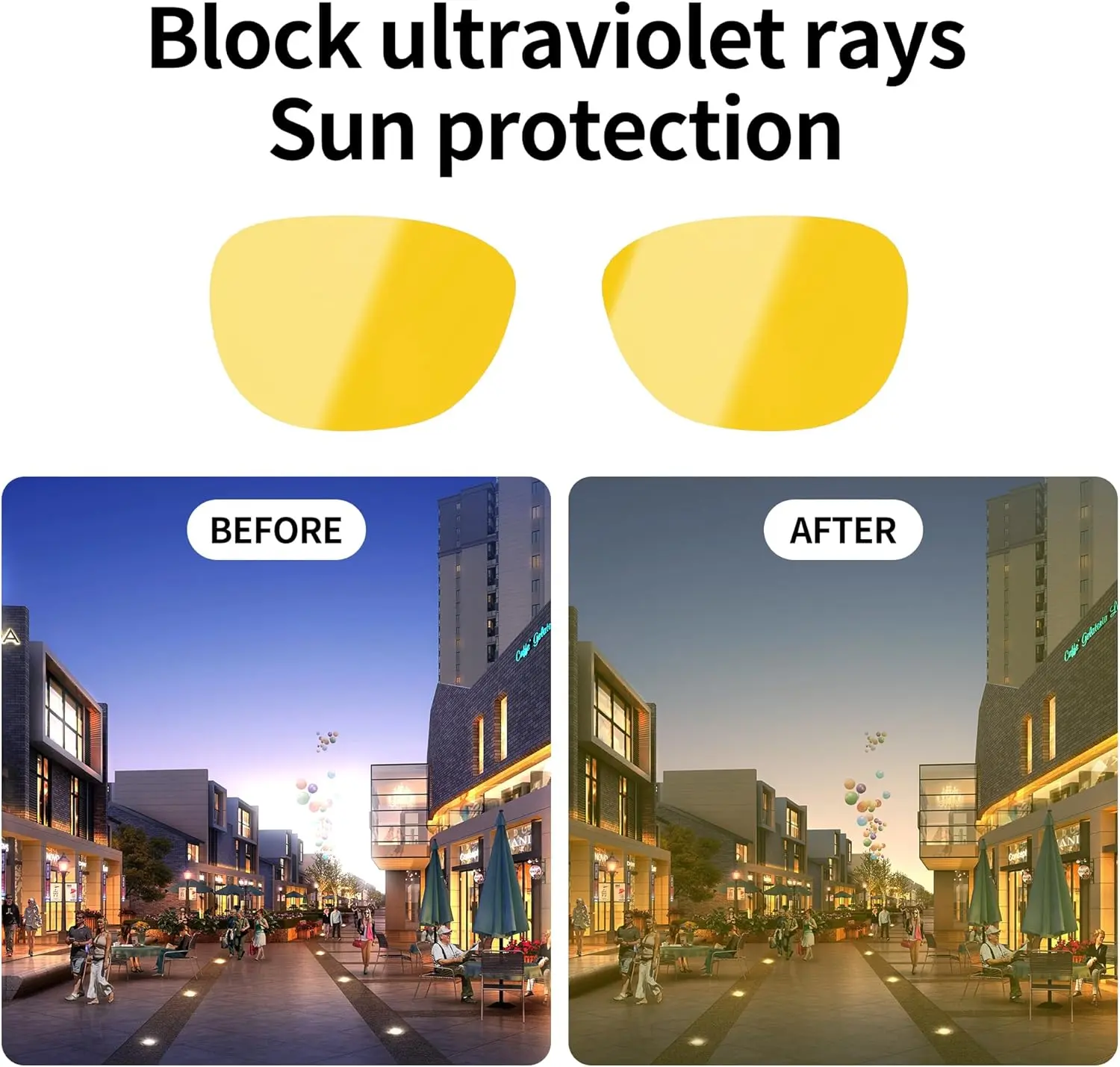 HiBloks Exact-Fit Polycarbonate Polarized Replacement Lenses for L Smart Glasses (RW4008) - Anti-Glare, UV Protection Lens Kit for Driving, Skiing - Eye-Protecting Holiday Gift for Thanksgiving, Valentine's Day, Birthday, Christmas (Yellow), Outdoor