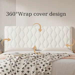 Comfortable Durable Cover, Dustproof Easy Installation Full Bed Tufted Button Headboard Cover, Elastic Fiber Filling for 1.2-2.2m Beds