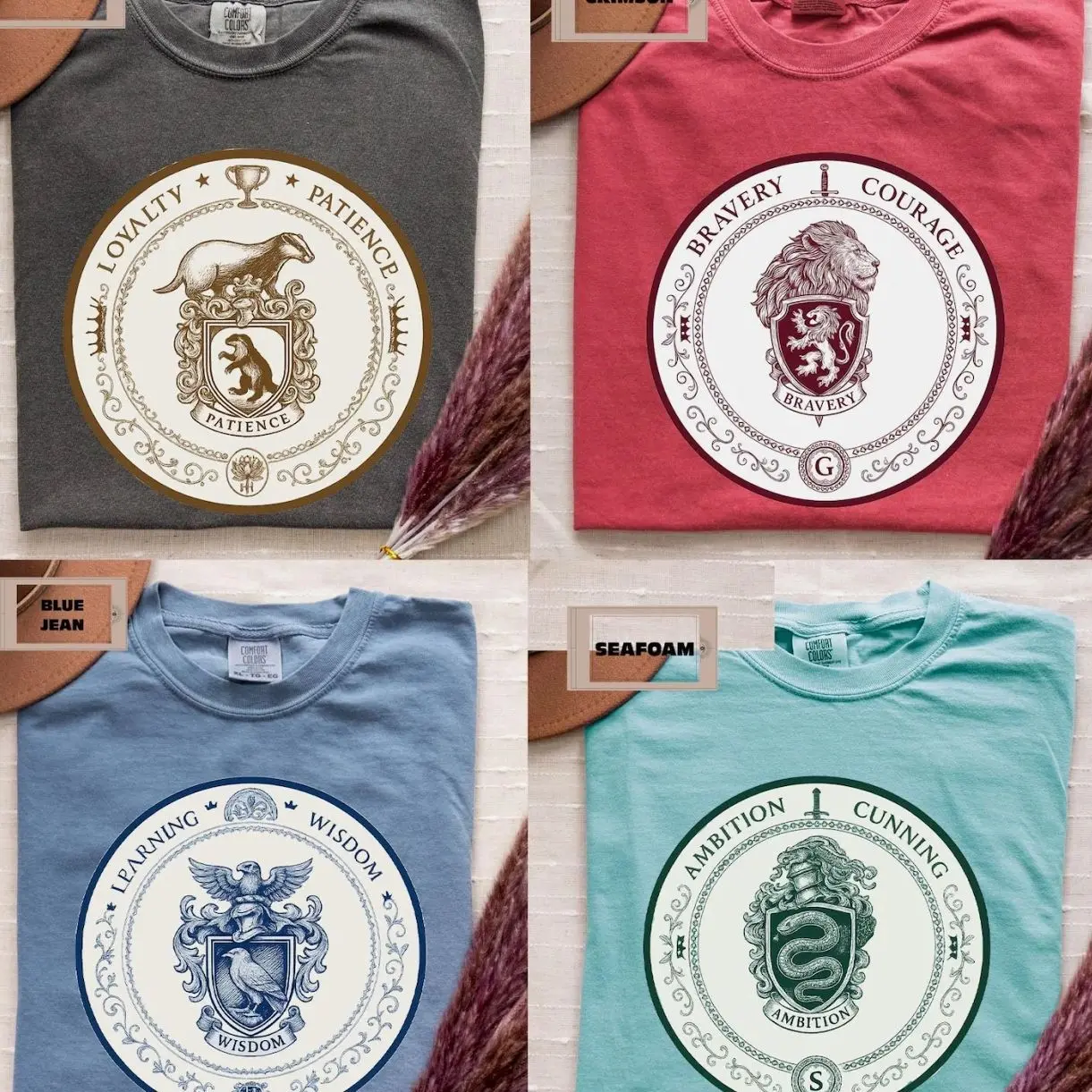 Comfort Colors Wizard House Shirt, Magic School Family Matching Tee, Vintage Fantasy Graphic Apparel For Universal Vacation Fans WM4JH