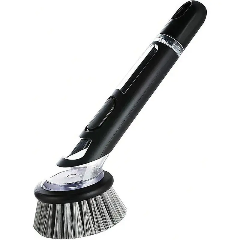 Soap Dispensing Kitchen Dish Brush with Handle - Adjustable Soap Control Scrub Tool, Durable Reusable Household Cleaning Tool, Safe for Dishes & Nonstick Cookware, Home Supplies Accessories