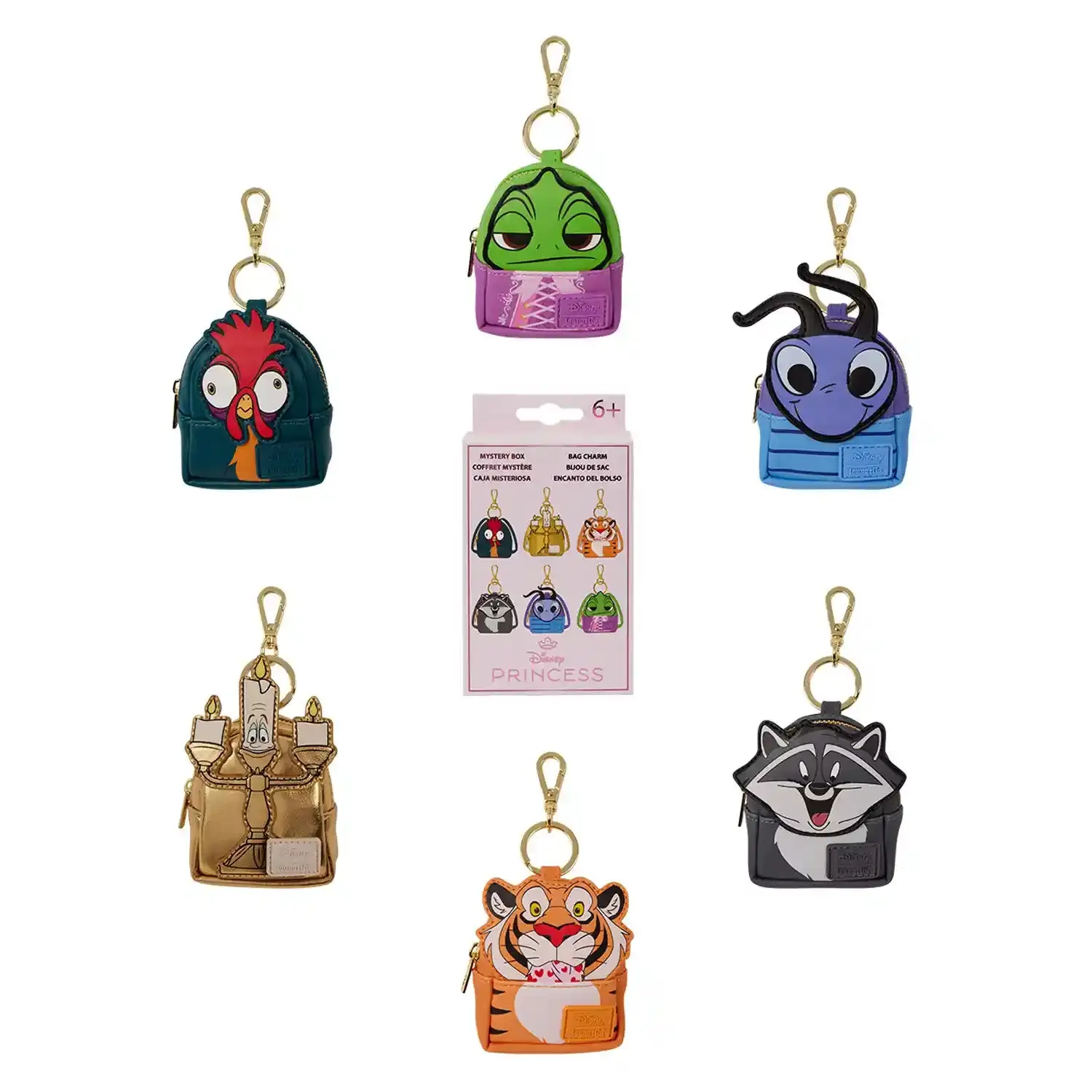 Loungefly Disney Princess Sidekicks Cosplay Look Faux Leather Mystery Mini Backpack Keychain Charm, Mini Sized Products, Sidekick Focus Accessory for Everyday Wear