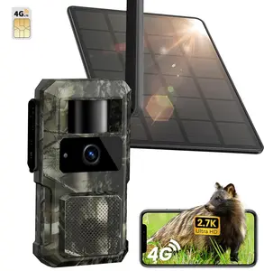 [DealsForToday]4G LTE Trail Camera With Solar Panel, 2k Live View, Night Vision, Not Support Wifi, Security Cam(Data refill is required for Unlimited 4G data usage)