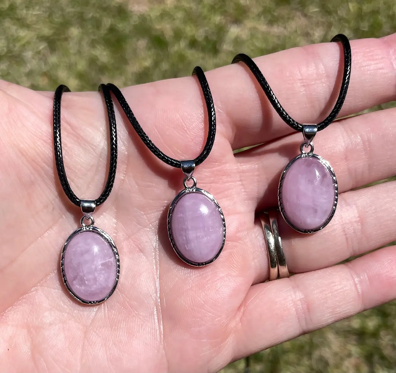 Kunzite Crystal Pendant Necklace