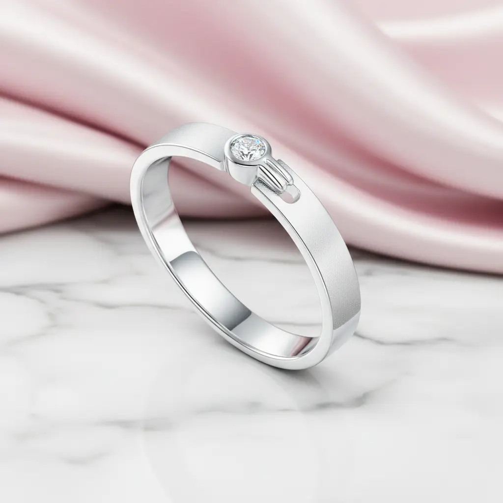 14k White Gold Natural Diamond Wedding Band