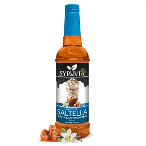 Syruvia Sugar Free SALTELLA Coffee Syrup Vanilla Salted Caramel - 25.4 fl oz, 0 Calorie, Kosher, Gluten-Free Syrup for Drinks, Shakes, Desserts & More