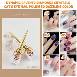 Dynamic Crushed Diamonds Crystals Cat's Eye Nail Polish 3D Dazzling Color