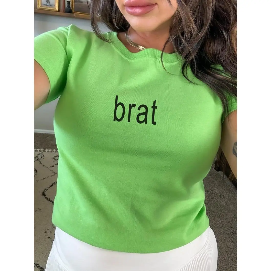 Brat Baby Tee, Vintage Y2K, Summer Baby Tee, Unhinged Baby Tee,  Brat Tee, Trendy y2k Aesthetic Girl Gift