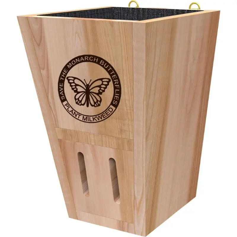 Monarch Butterfly Shelter & Wooden Planter (28566) - 20 X 18 X 15 In., 5.29 lbs, 2-in-1 Outdoor Butterfly Habitat, Includes Soil Liner & Mounting Holes for Home Improvement Garden Supplies, Two