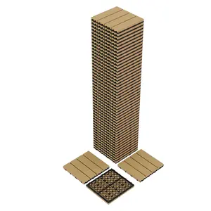 All-Weather Waterproof Interlocking Floor Tiles, 12x12 Inch Wood Grain Composite Patio Flooring, Simple DIY Installation, 27/48 Pieces for Poolside, Backyard, Porch and Balcony