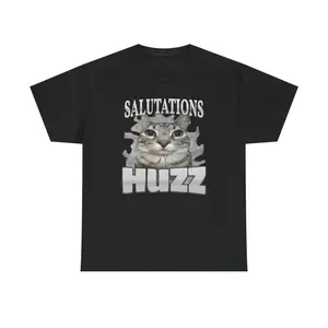 Greetings Huzz Cat Themed TShirt For Casual Wear Style and Comfort Men's and women's T-shirts
