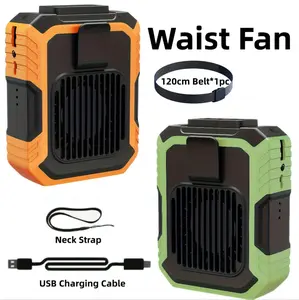 2026 New Personal Waist Portable Fan, Including Belt, USB Rechargeable with Clip & Power Bank, 3 Speeds Airflow, LED Light, 8H Runtime , Wearable Belt Fan, Torch for Outdoor Jobsite Farms Traveling Fishing