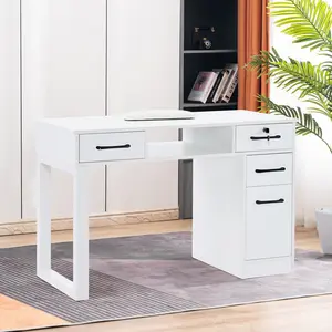 Manicure Table with Storage Drawers & Cabinet, Nail Tech Desk with Open Space, Home Workstation 2844
