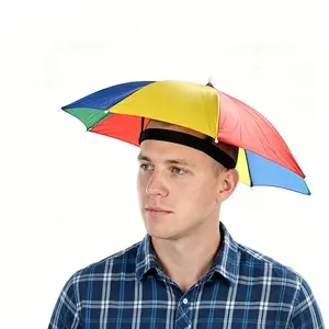 Rainbow Hands-Free Head Umbrella Hat, Adjustable Lightweight Sun Rain Cap for Fishing, Gardening, Beach & Outdoor Events, Stay Shaded, Keep Hands Free