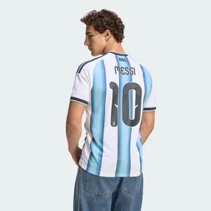 Addias Argentina 26 Home Messi Jersey White Icey Blue