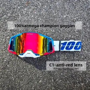 100% Armega Champion Series Goggles – Quick Release Motocross Goggles, Anti-Fog UV Dirt Bike MX ATV Riding Gear
