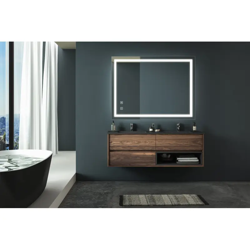 Bellemave 32x24in LED Lighted Bathroom Mirror - Classy Vanity Mirror with Focused Backplane, High Lumen, Dimmable Touch & Wall Switch Control, Anti-Fog, CRI 95, 3000K-4500K-6000K Adjustable Color Temp, IP54 Waterproof, Vertical & Horizontal Mountable, Bat