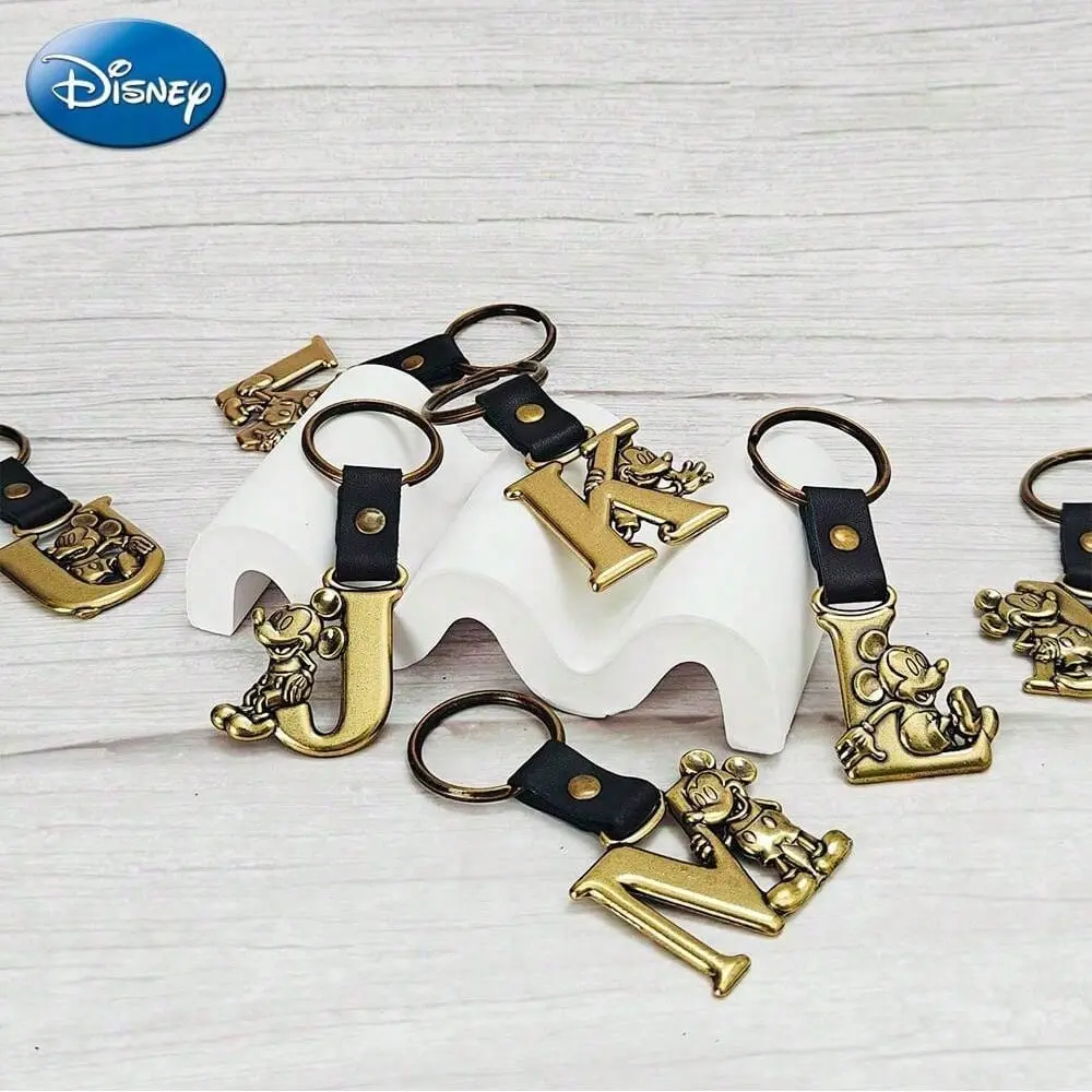 Disney Mickey Mouse Bronze Color Metal Letter Keychain, Vintage Style Collectible Keyring, Fashion Accessory & Bag Decoration, Keychain Collectibles for Bags