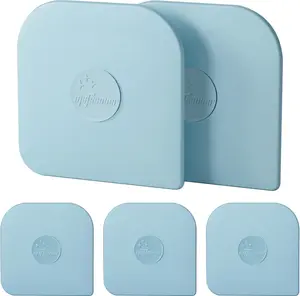 Pan Scraper, 5 Pcs Pot Scraper Plastic, Pot Scraper Non Scratch for Cast Iron, Pot and Pan Cleaning, Sturdy Scraper Kitchen Tool-Aqua