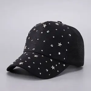Adjustable Breathable Rhinestone Baseball Cap for Women Men Sequins Casual Sports Cap Rhinestone Hat