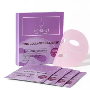 Pink Collagen Gel Mask with Salmon PDRN for Glass Skin Glow, 2-Piece Hydrogel Face Mask for Deep Hydration & Lifting, Firming & Pore Care, Overnight Jelly Sheet for Youthful Radiance, 4 Sheets 28 g - by VOBIKO K-Beauty