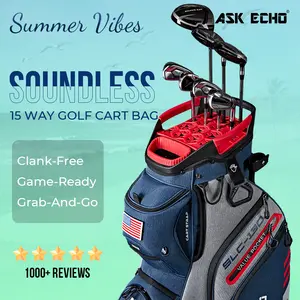 Ask Echo Golf Soundless Cart Bag SLC-130 15 Dividers Grip Locking Bottom Quiet Golf Bag