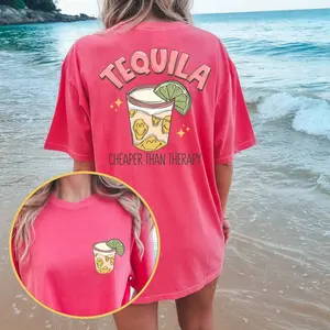 Women's Tequila Cheaper Than Therapy Boho Trendy Chic Cute Graphic Tee TK43GD tequila sweatshirt