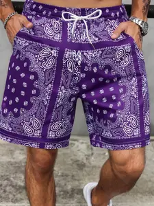 Men's Regular Fit Paisley Print Shorts, Casual Comfy Breathable Shorts for Beach Vacation, Men's Bottoms for Summer, Casual Streetwear Shorts, Breathable Printed Shorts, Lightweight Printed Shorts