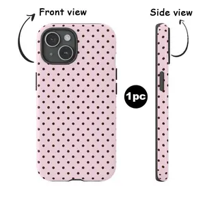 Light pink polka dots, beautiful Y2K cool girl 2-in-1 phone case Cover Protector with a durable, Protective, shock-absorbing, shockproof, and stylish design. Compatible with iPhone 17 16 15 14 13 12 11 Pro Max Pro Plus Samsung Galaxy S25 S24 S23 Ultra