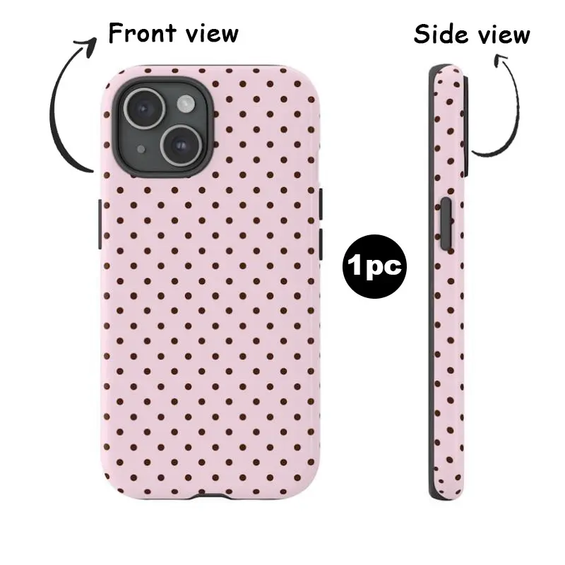 Light pink polka dots, Y2K cool girl 2-in-1 phone, Smartphone case Protector casing with a durable, shockproof, protective and stylish design. Compatible with iPhone 17 16 15 14 13 12 11 Pro Max Pro Plus Samsung Galaxy S25 S24 S23 Ultra Accessories