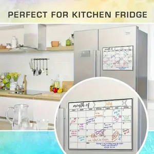 1 magnetic refrigerator calendar and 1 magnetic blackboard pen, very suitable for refrigerator, erasable calendar, with week and month design, very suitable for finishing home, office or kitchen, every month, Fridge Calendar Magnetic