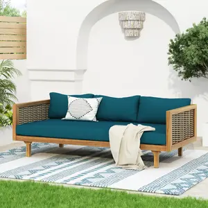 [SOIYELIFE]  CLAREMONT 3 SEATER DAYBED WITH RATTAN ARMS (TEAK CUSHION)   Fine furniture