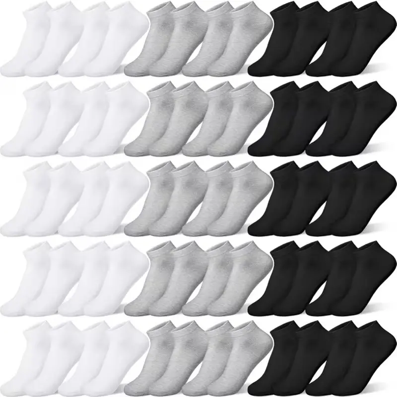 48 pairs of men's cushioned socks, comfortable and breathable low cut casual socks, suitable for sports