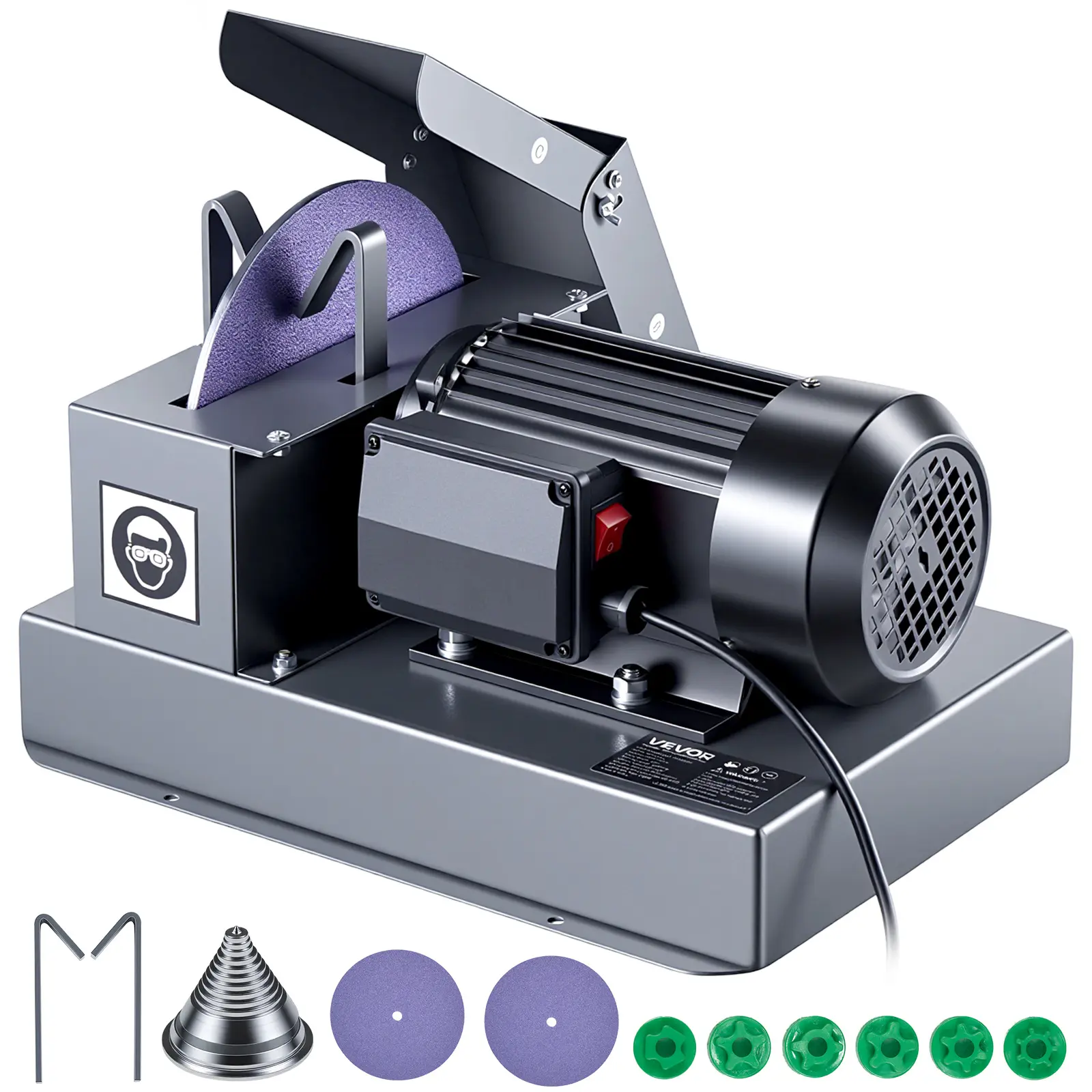 【summerfinds】VEVOR Lawn Mower Blade Sharpener, 1HP Lawnmower Blades Grinder with 9" Ceramic Grinding Wheel, Grit Collector & Balancer, 30°/40° Blade Sharpening Machine for High Lift, Low Lift, Gator & Flat Blades