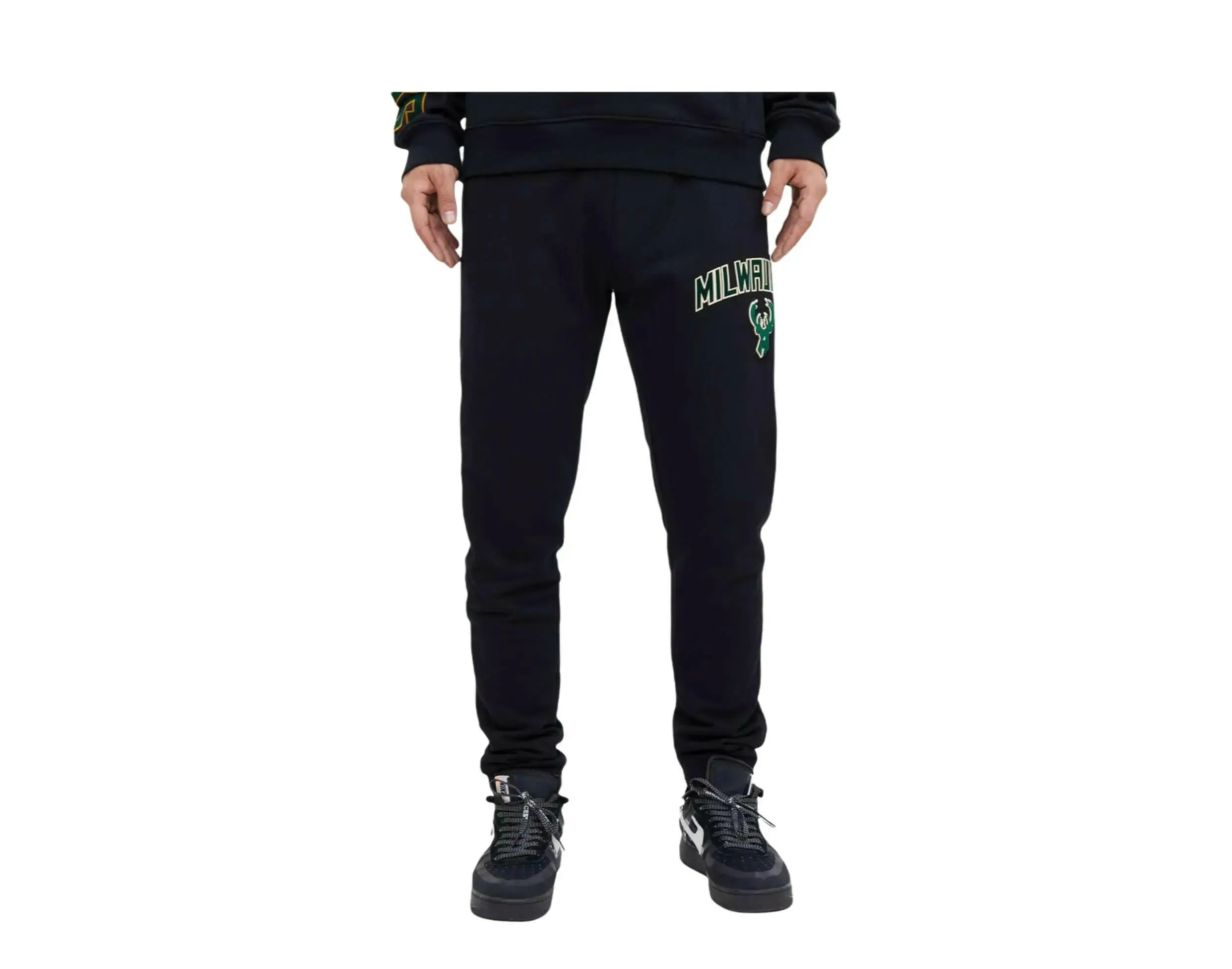 Pro Standard NBA Milwaukee Bucks Stacked Logo Sweatpants in Black | Men's