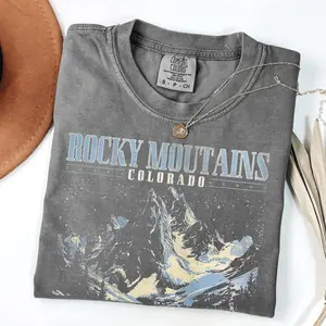 Comfort Colors Rocky Mountains Shirt, Retro Colorado Tee, Vintage Mountain Graphic Shirt, Cottagecore Aesthetic T-Shirt, Soft Cotton Tee