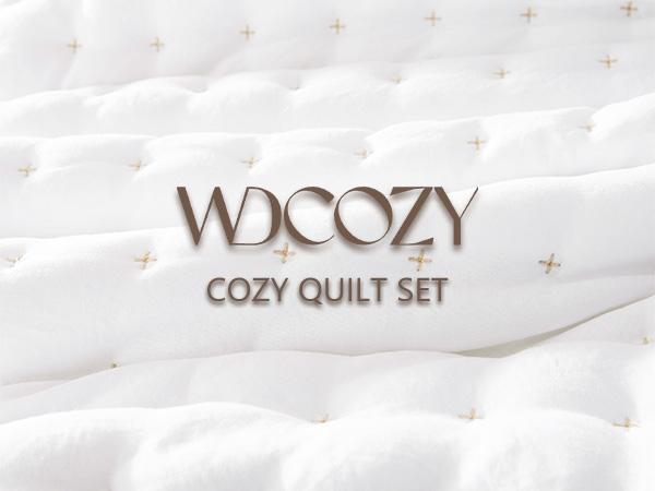 【Back to School】WDCOZY Cross-Stitch Design Quilt Bedding Set – California King/King/Queen/Twin, 2 Pillow Shams, Lightweight Soft Bedspread/Coverlet, All-Season Summer Luxury，Bedspread Summer,back to school,back to school shopping,home decor
