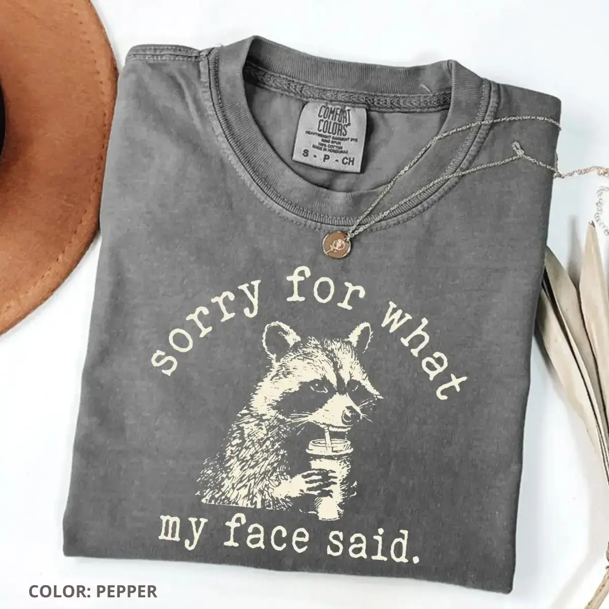 Comfort Colors Sorry For What My Face Said T-Shirt, Sarcastic Raccoon Tee, Funny Animal Graphic T-shirt, Trending Sarcasm Quote Tee, Raccoon Humor T-Shirt