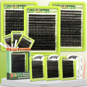 3 styles Eyelash Lashes  Ultra-thin Band Lash Clusters  Extension Natural  Bond Seal and Remover Eyelash Makeup Look Wispy Eyelashes Volume Soft comfortable Makeup at Home Easy to Apply Makeup Women Gift Cosmetic