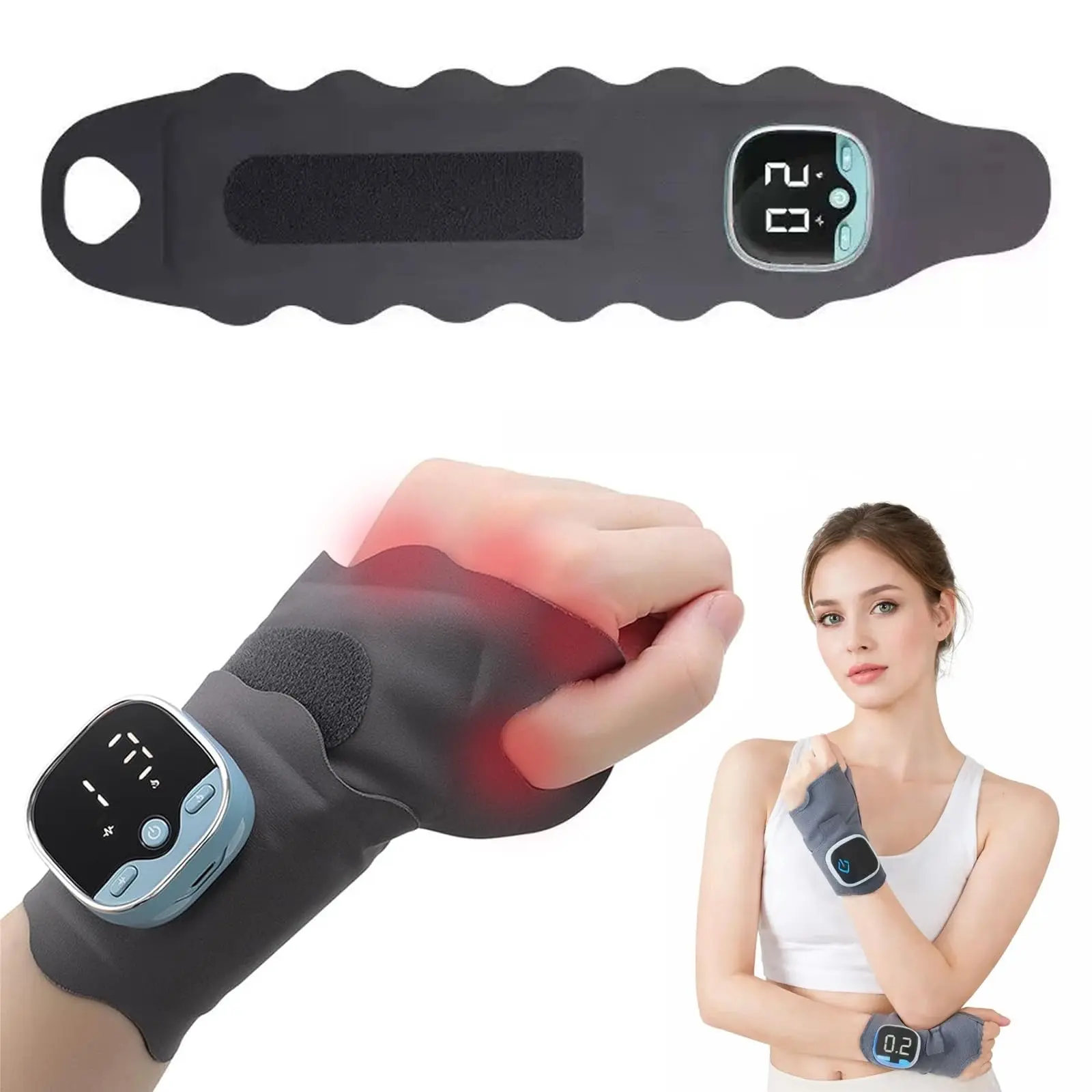Cordless Wrist Heating Pad, Adjustable 3 Heat Levels Hand, Rechargeable Wrist Tendon Massager, Wearable Hand Heating Pad, for Office,Outdoor Sports (1Pcs)