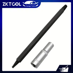 ZKTOOL Universal Spark Plug Removal Tool Set - 10mm Socket, Hexagonal Reverse Thread Tap, Broken Spark Plug Screw Extractor, Durable Metal Screw Extractor Kit with Handheld Grip for Automotive & Motorcycle Engine Repair