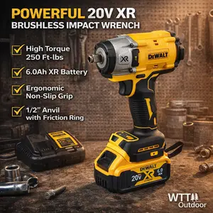 DEWALT DCF922 ATOMIC 20V MAX Cordless 1/2” Impact Wrench | High Torque, Variable Speed with Detent Pin Anvil | Compact & Powerful for Heavy Duty Jobs