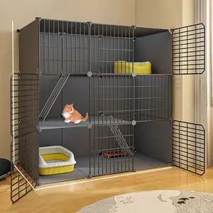 Double Layer Cat Cage, Foldable Cat Cage, Large Space Cat House, Pet Supplies for Indoor Outdoor Use, Cat Furniture, Wire Metal Escape Proof Kennel