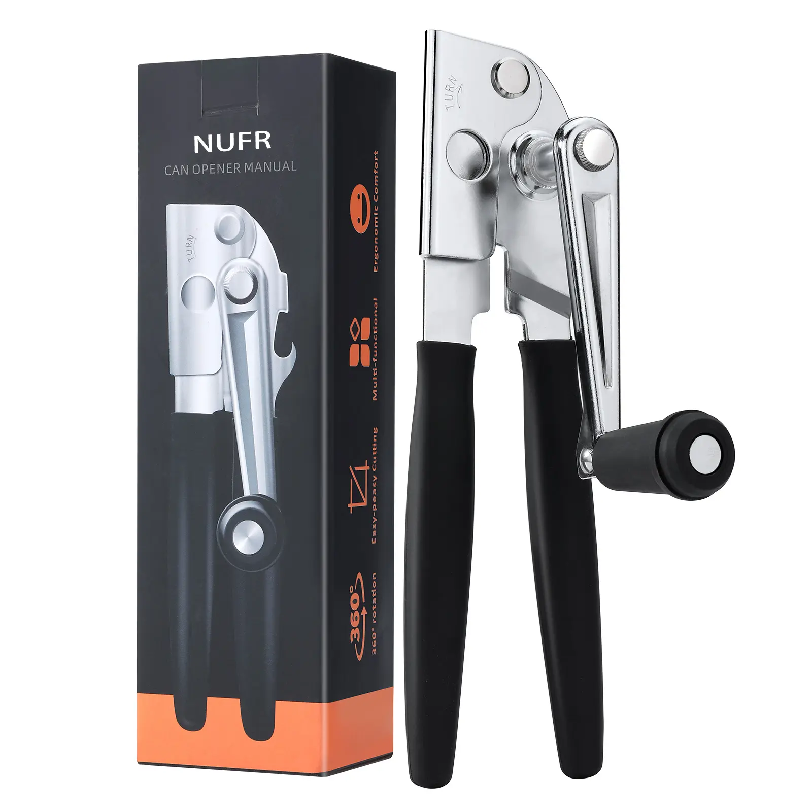 Crank Can Openers Manual,Heavy Duty Commercial Can Opener with Rubber-coated Long Handles,home essentials