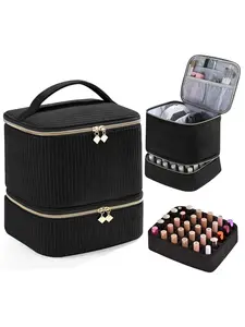 Nail Polish Organizer Case, Nail Supplies Storage Box Holds 30 Bottles Nail Polish & Nail Lamp, Travel Nail Tech Carrying Case, Nail Kit Bag For Nail Stuff & Manicure Tool, Gift for Manicurist, Girls, Makeup Storage Bag