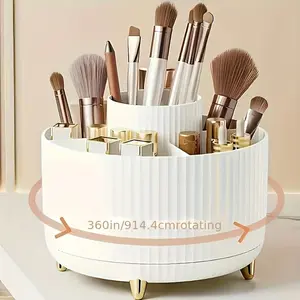 1 Pack Rotating Makeup Organizer Desktop Storage Box 360 Degree Rotation for Brushes Cosmetics Lipstick Pencil Vanity Countertop Durable Storage Organizer