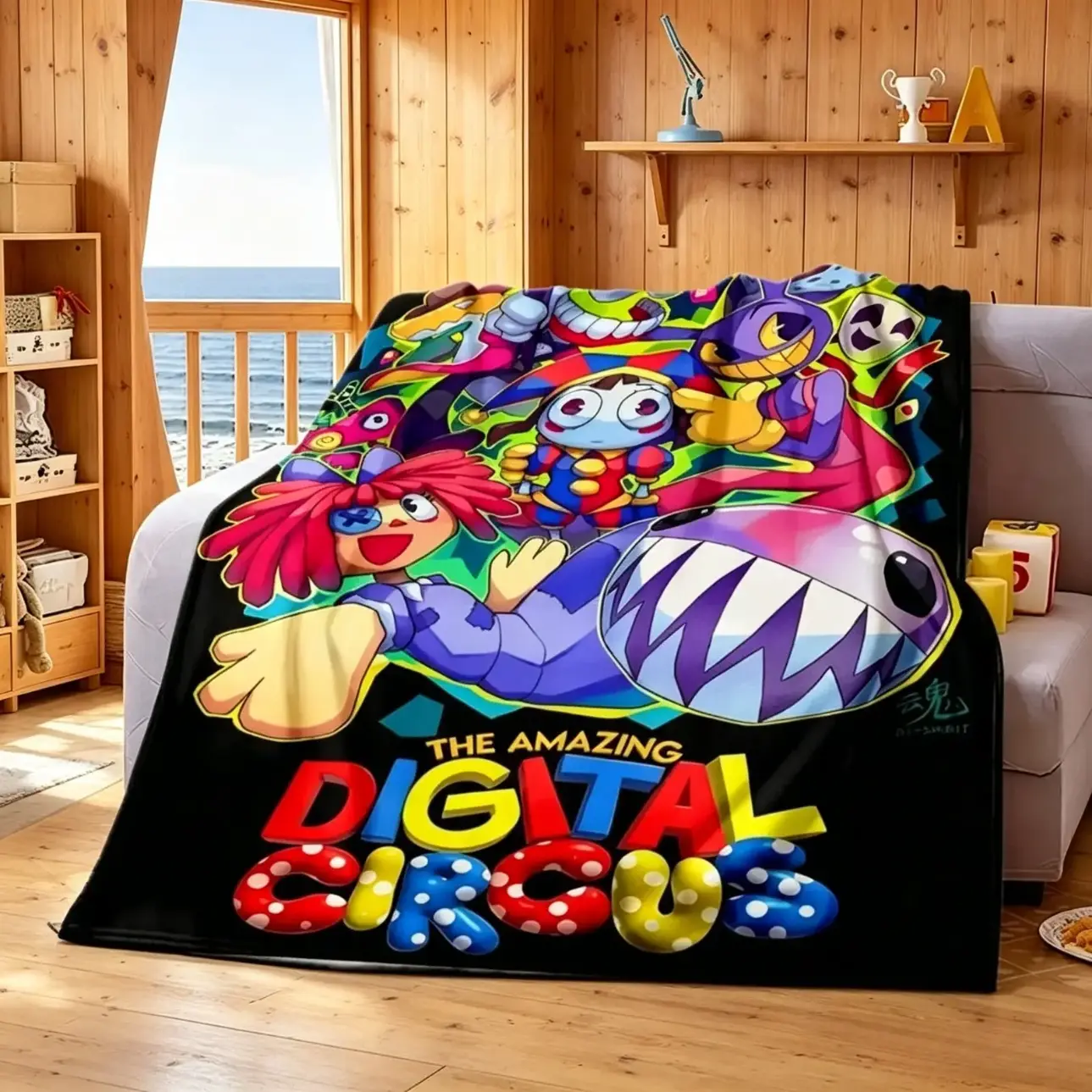 The Amazing Digital Circus Character Throw Blanket, Pomni Jax Caine Cartoon Adventure Soft Cozy Plush Bed Blanket, Lightweight Warm Blankets for Kids Bedroom Decor, Couch Sofa Living Room, Birthday Gifts for Anime Cartoon Fans