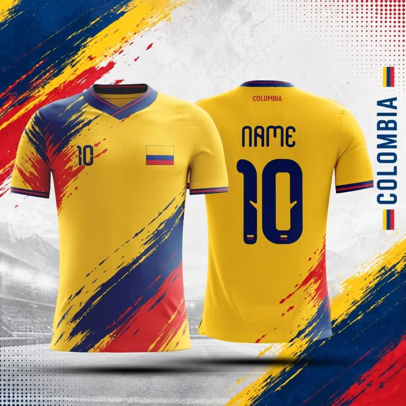 Custom Colombia Soccer Jersey | Personalized Name & Number Football Shirt | Colombian Futbol Fan Gift | Yellow Soccer Kit, Gift For Him, Gift For Her.