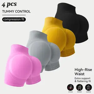 Hijesse Women's High Waist Butt Lift Workout Shorts, Seamless Tummy Control Gym Shorts (4-Pack $22.99 | Single $12.99) for Yoga Running