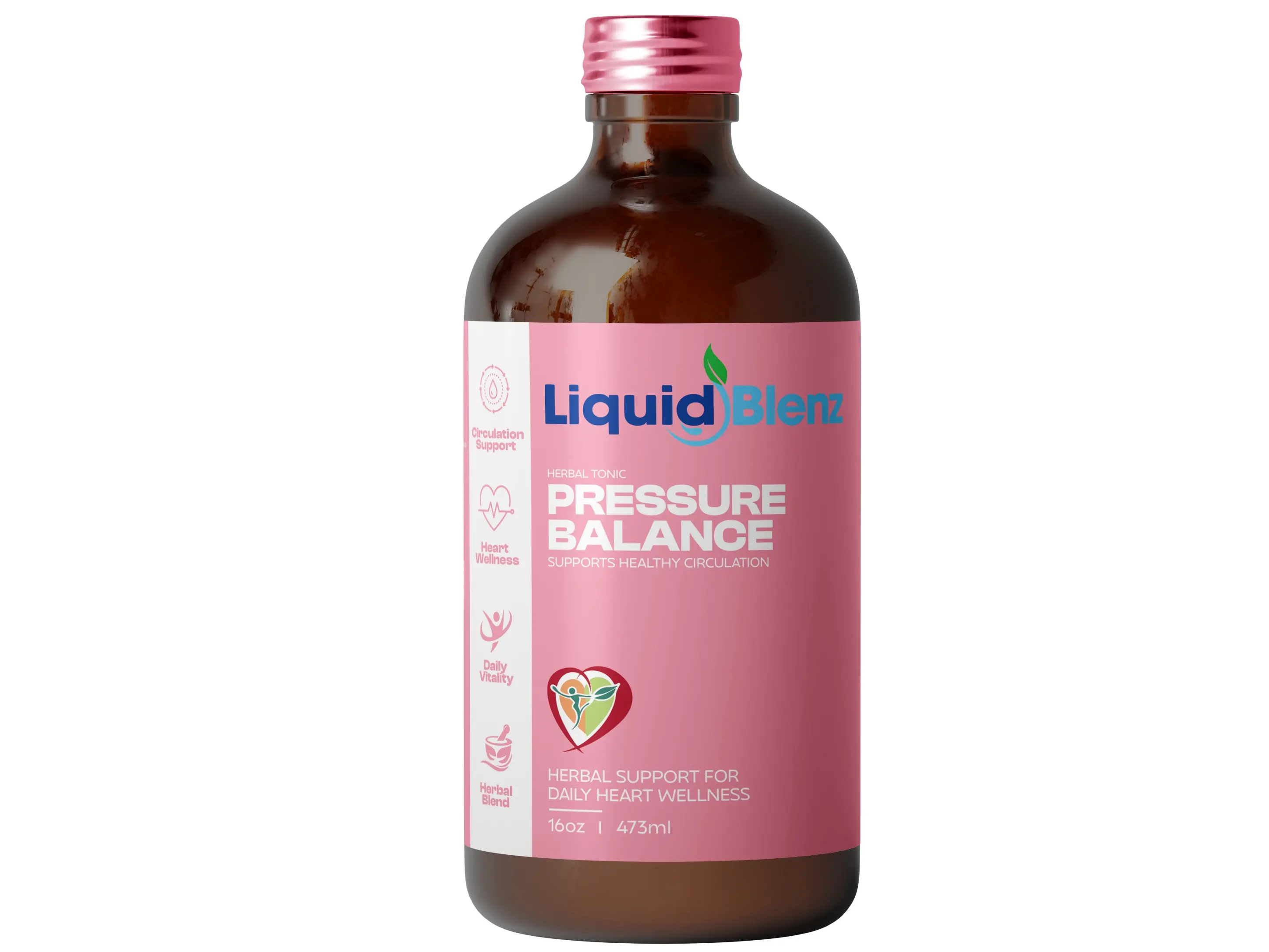 LiquidBlenz Pressure Balance Herbal Tonic | Hawthorn, Hibiscus, Garlic & Botanical Blend for Heart-Conscious Daily Wellness