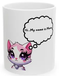 Kawaii Cat Mug – Mona Cute Pink Kitty Coffee Mug 11oz